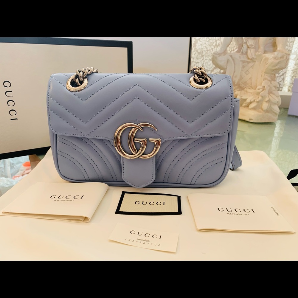 Gucci marmont mini blue pastel
